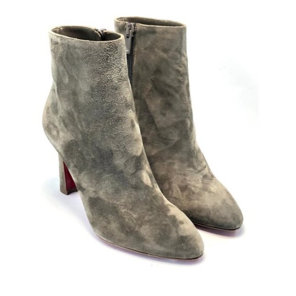 CHRISTIAN LOUBOUTIN Gray So Eleonor Velour Ankle Boots Size Eu:35 - Picture 4 of 12